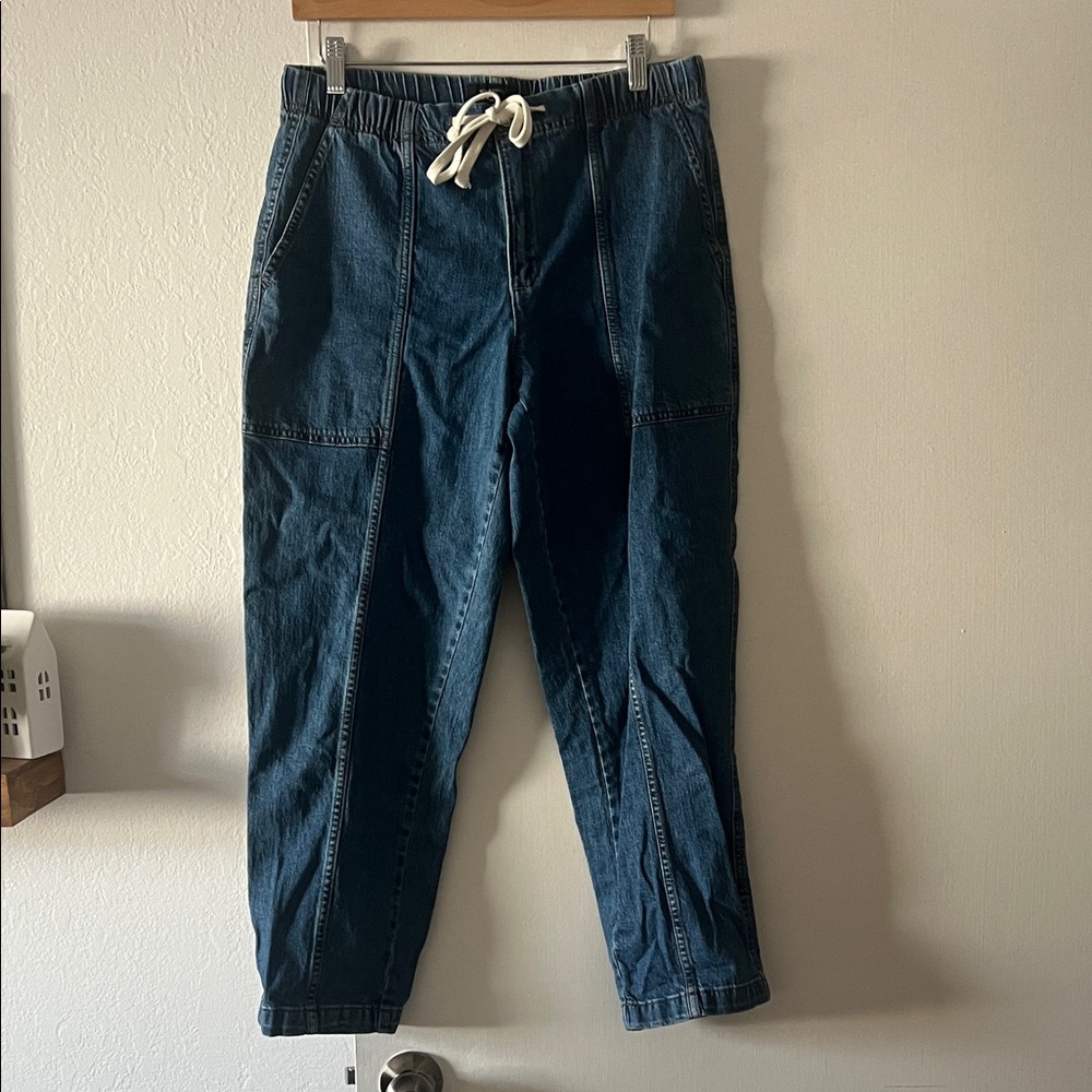 Banana Republic Blue Denim Joggers with White Accents